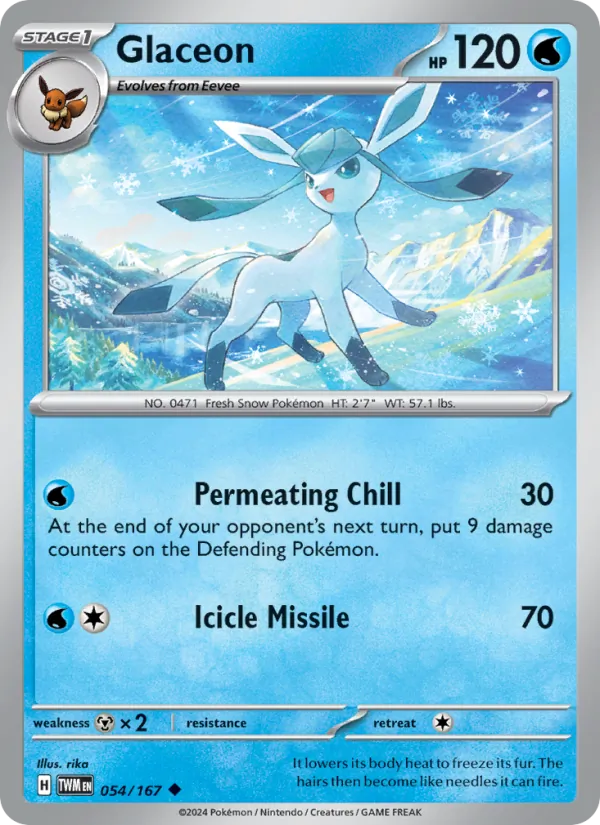 Kartu Glaceon dari Twilight Masquerade, nomor 054/167