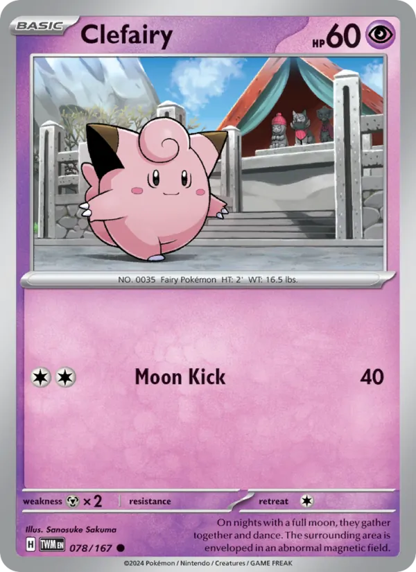 Kaart Clefairy uit Twilight Masquerade, nummer 078/167