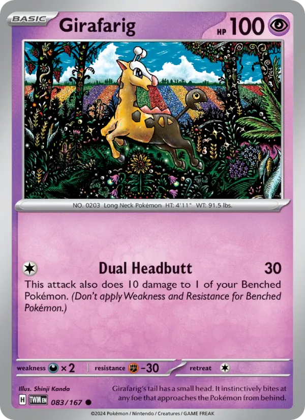 Kartu Girafarig dari Twilight Masquerade, nomor 083/167