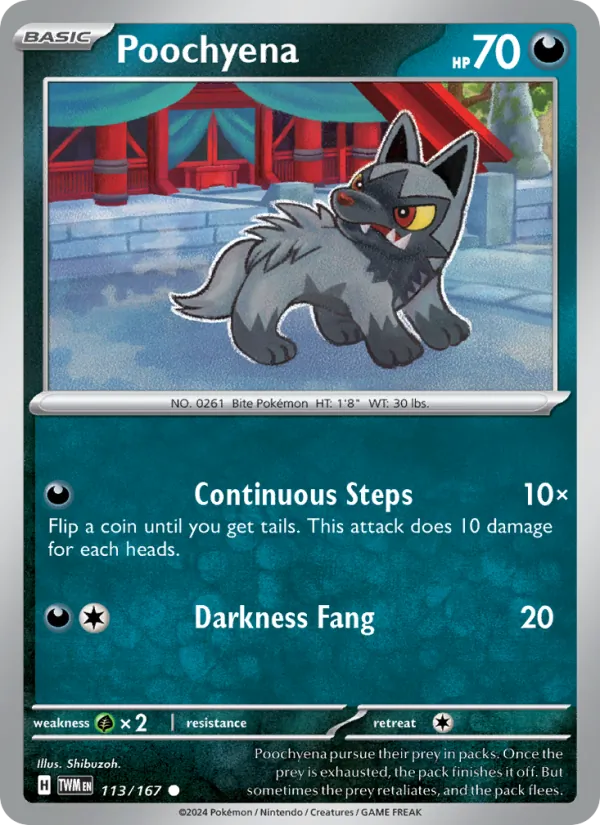 Kartu Poochyena dari Twilight Masquerade, nomor 113/167