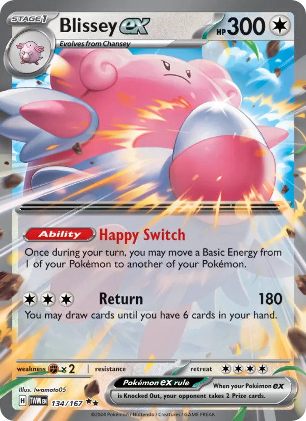 Kaart Blissey ex uit Twilight Masquerade, nummer 134/167