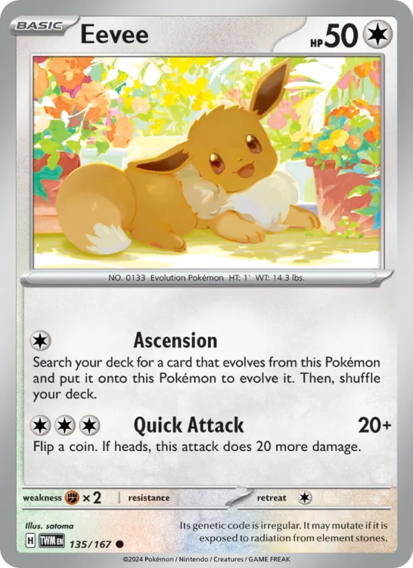 Kaart Eevee uit Twilight Masquerade, nummer 135/167