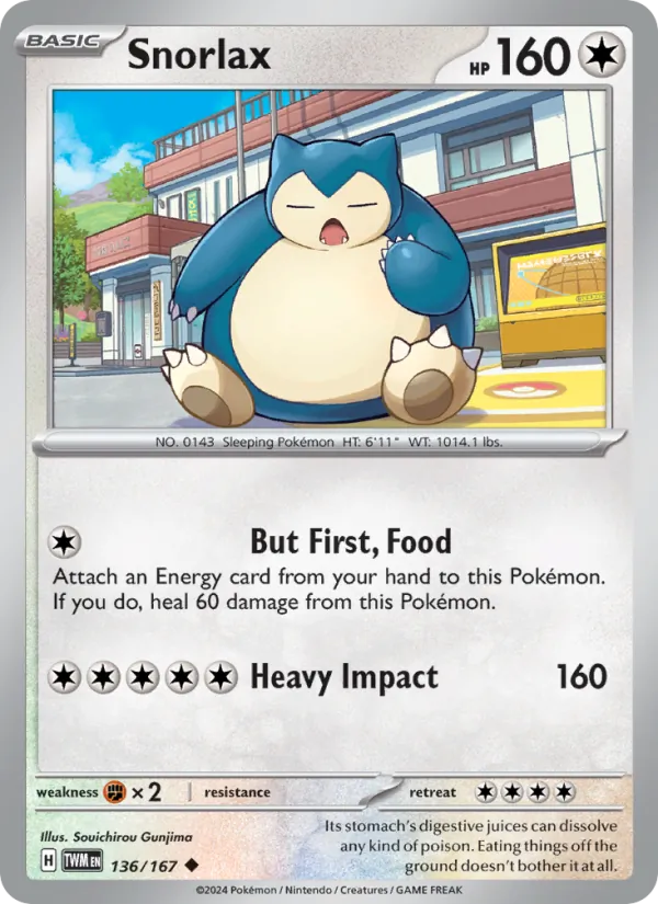 Kaart Snorlax uit Twilight Masquerade, nummer 136/167