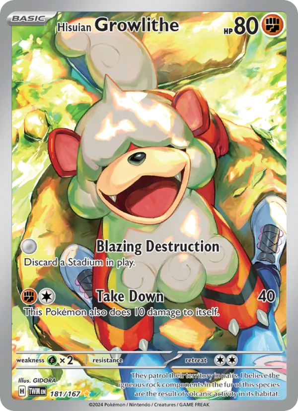 Hisuian Growlithe card from Twilight Masquerade, number 181/167