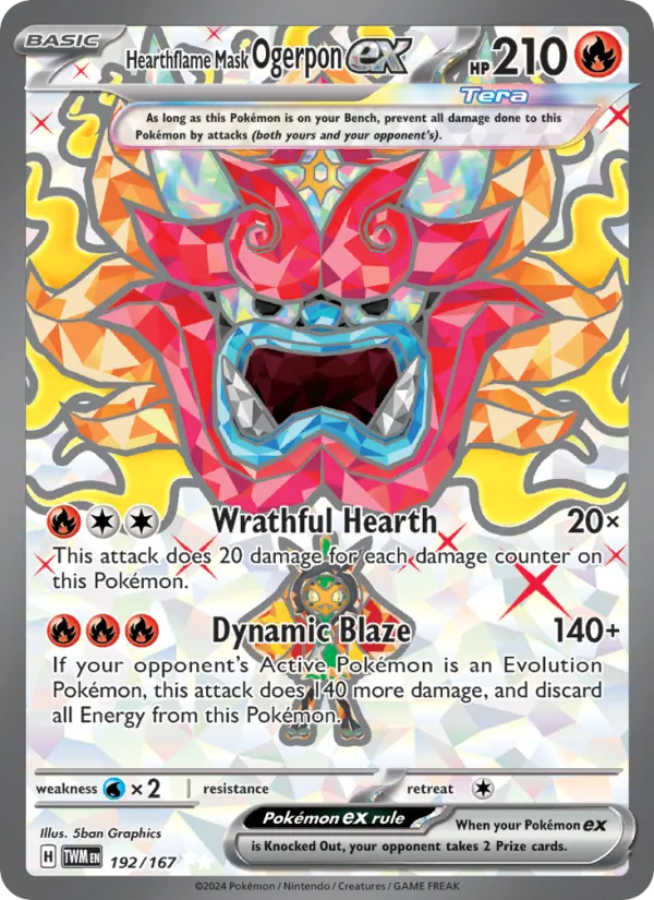 Kartu Hearthflame Mask Ogerpon ex dari Twilight Masquerade, nomor 192/167