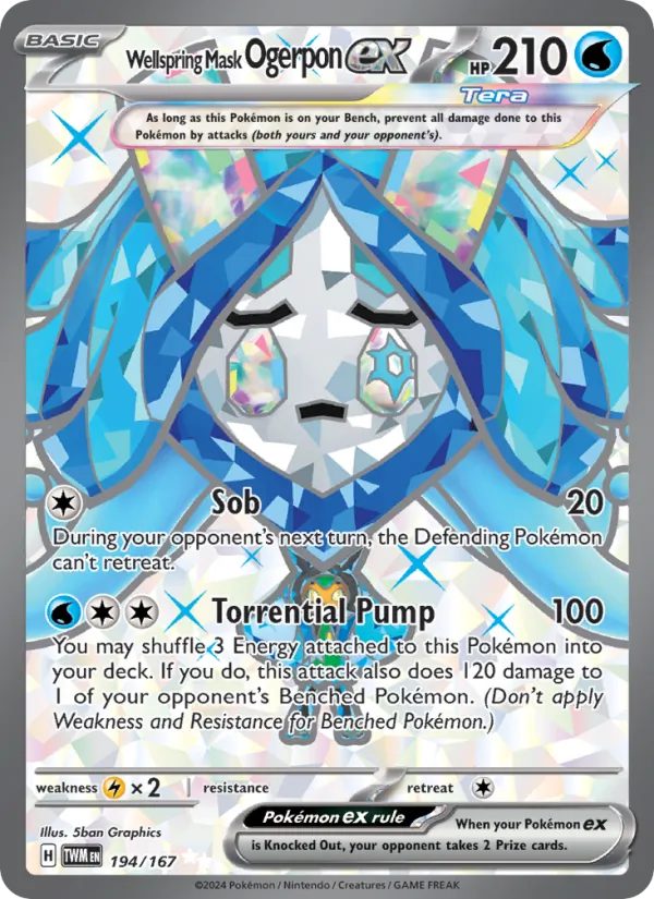 Kartu Wellspring Mask Ogerpon ex dari Twilight Masquerade, nomor 194/167