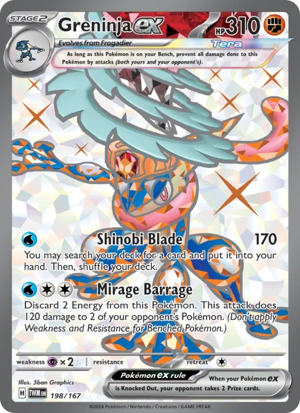Greninja ex card from Twilight Masquerade, number 198/167
