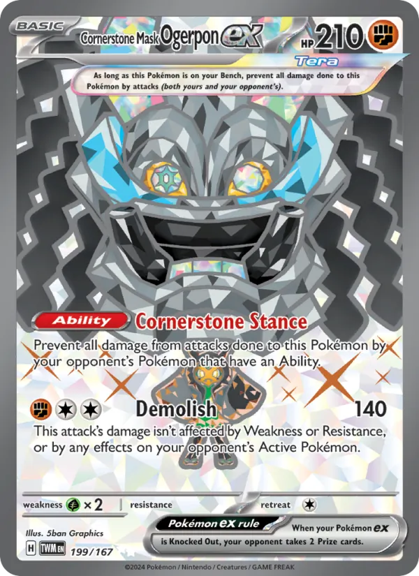 Kaart Cornerstone Mask Ogerpon ex uit Twilight Masquerade, nummer 199/167