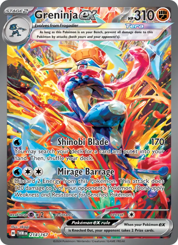Greninja ex card from Twilight Masquerade, number 214/167
