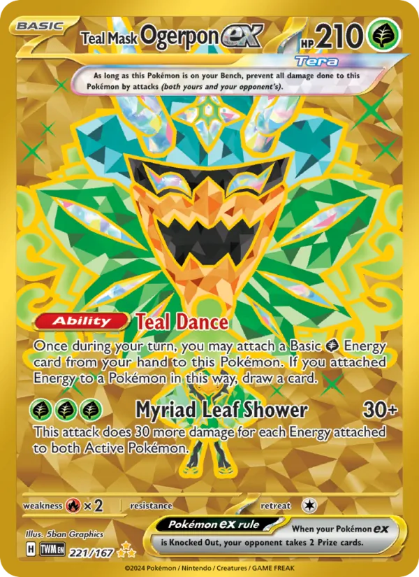 Teal Mask Ogerpon ex card from Twilight Masquerade, number 221/167