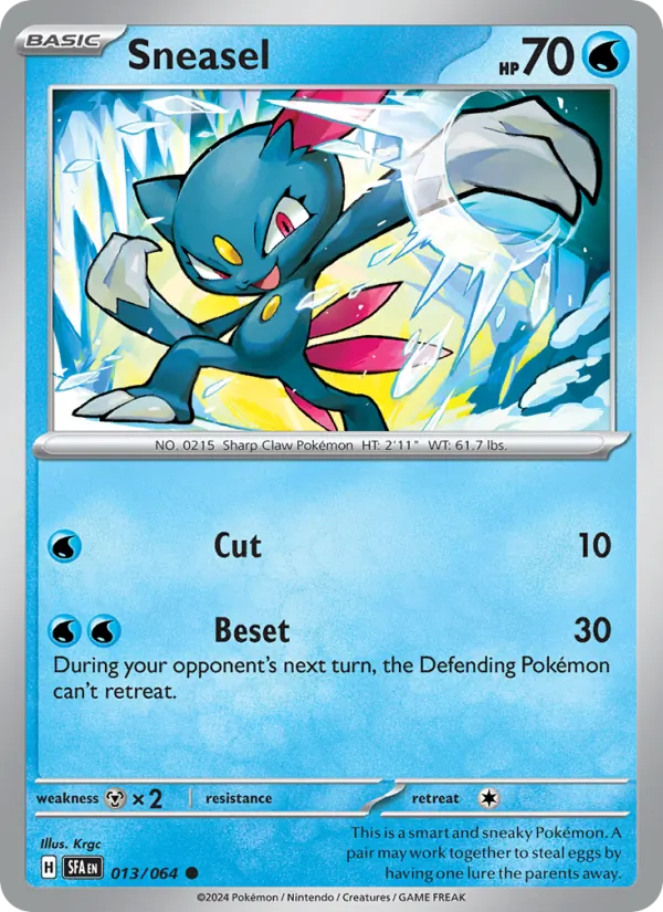 Kartu Sneasel dari Shrouded Fable, nomor 013/64