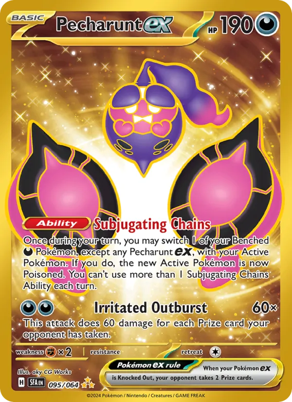 Pecharunt ex card from Shrouded Fable, number 095/64