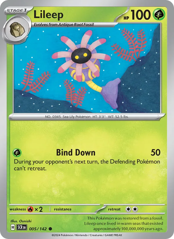 Lileep card from Stellar Crown, number 005/142