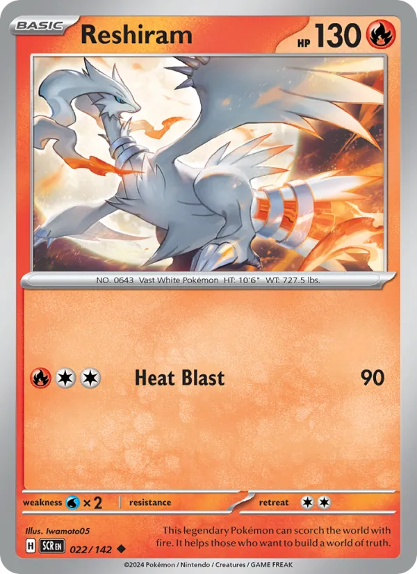 Kaart Reshiram uit Stellar Crown, nummer 022/142
