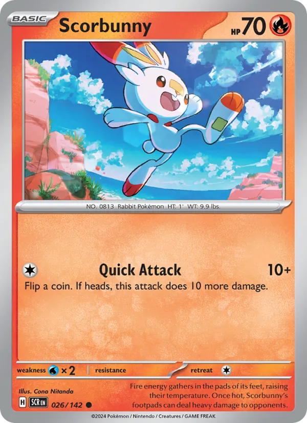 Kartu Scorbunny dari Stellar Crown, nomor 026/142