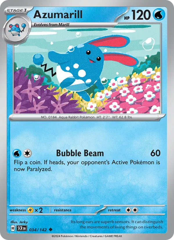Kartu Azumarill dari Stellar Crown, nomor 034/142