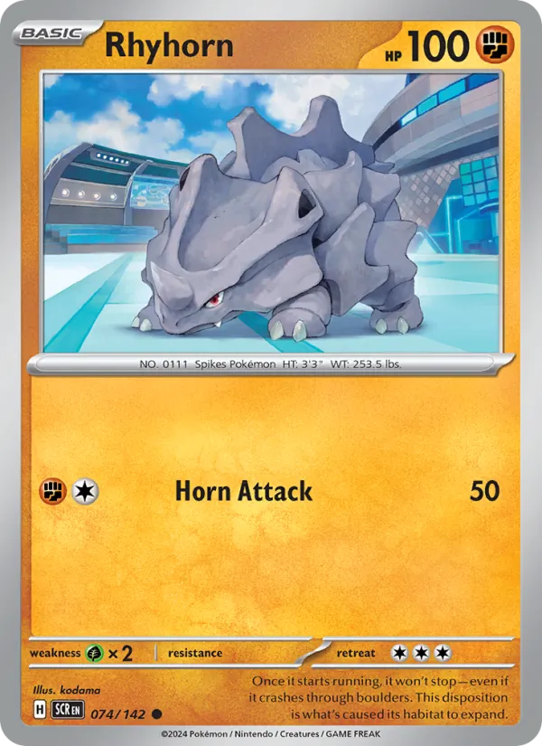 Kartu Rhyhorn dari Stellar Crown, nomor 074/142