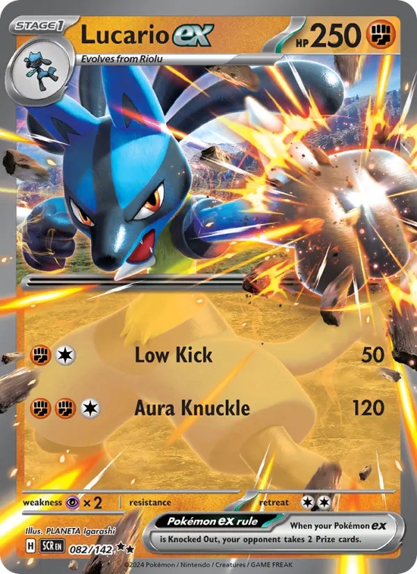 Kaart Lucario ex uit Stellar Crown, nummer 082/142
