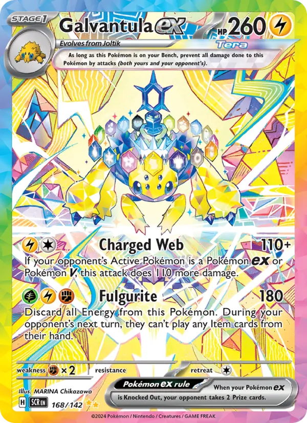 Galvantula ex card from Stellar Crown, number 168/142