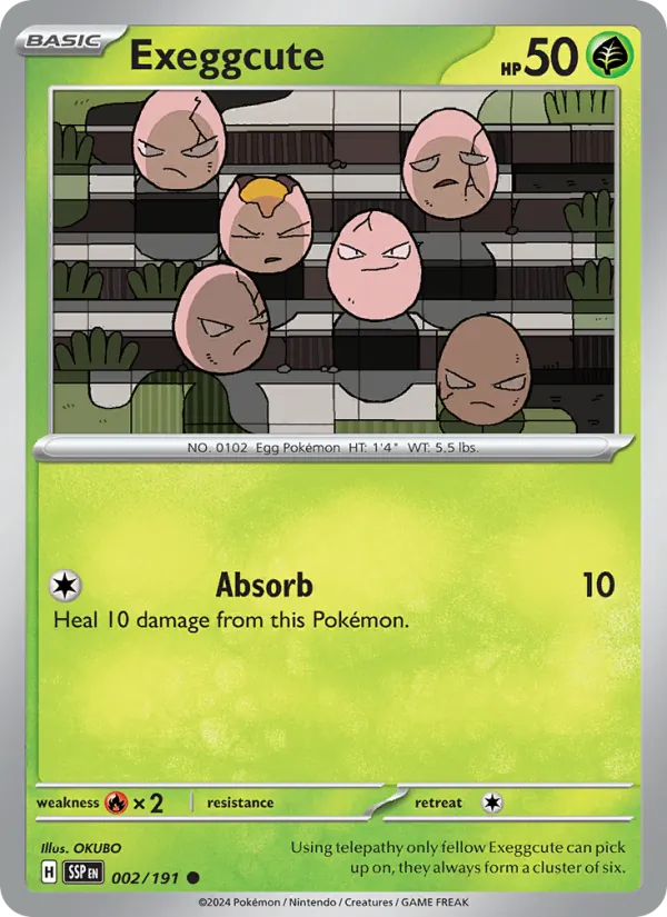 Kaart Exeggcute uit Surging Sparks, nummer 002/191
