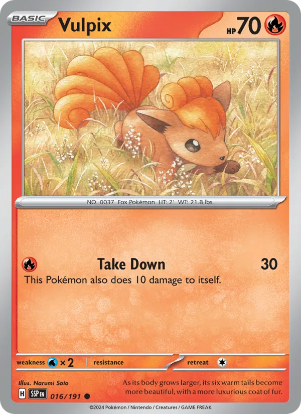 Kartu Vulpix dari Surging Sparks, nomor 016/191