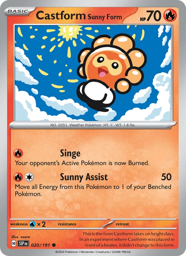 Kartu Castform Sunny Form dari Surging Sparks, nomor 020/191