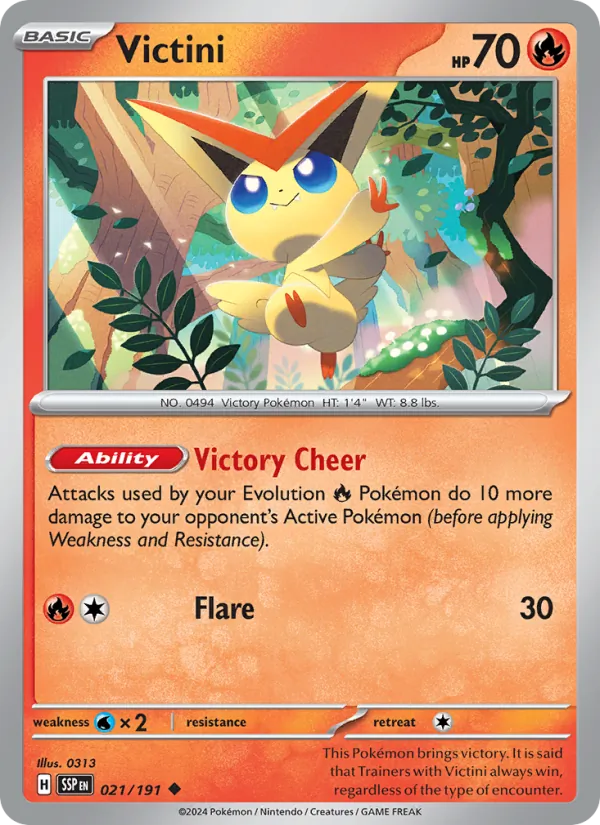 Kartu Victini dari Surging Sparks, nomor 021/191