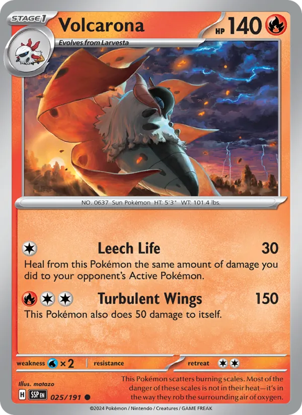 Kartu Volcarona dari Surging Sparks, nomor 025/191