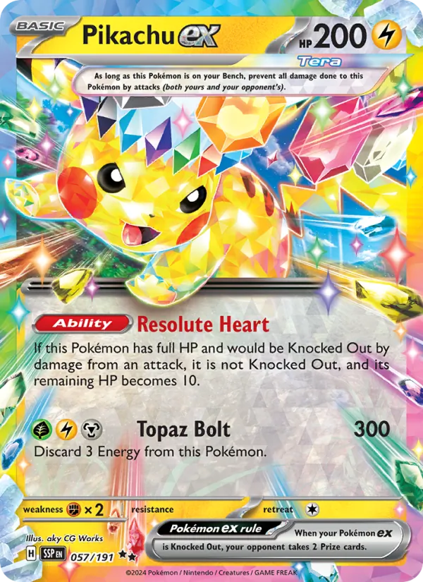 Kartu Pikachu ex dari Surging Sparks, nomor 057/191