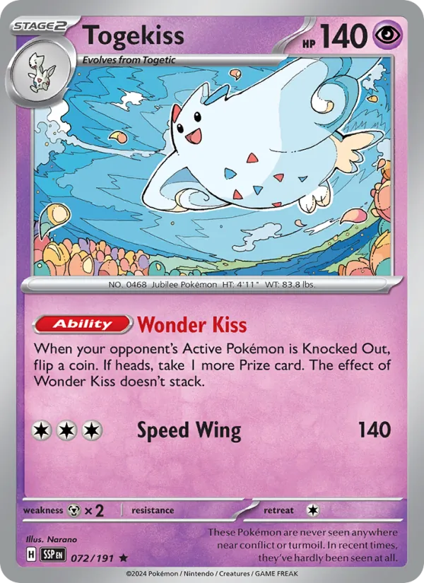 Kaart Togekiss uit Surging Sparks, nummer 072/191