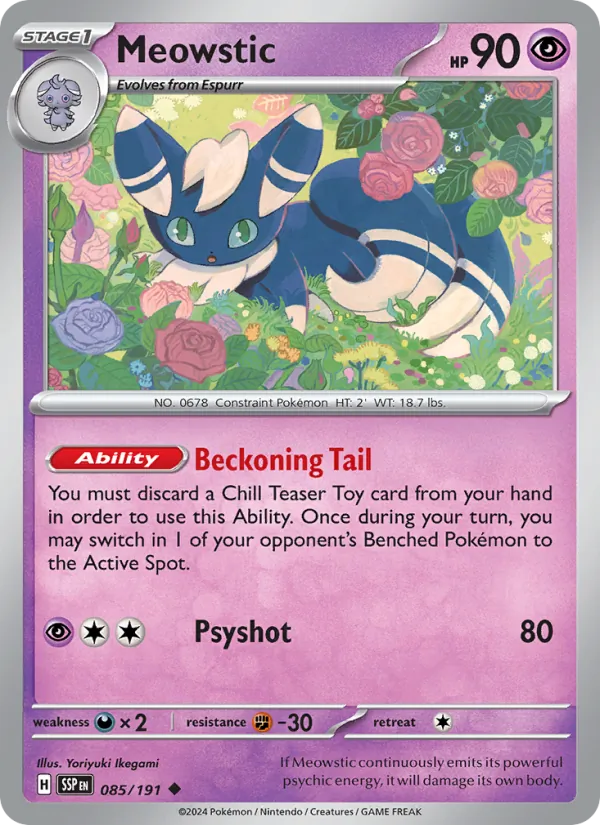 Kaart Meowstic uit Surging Sparks, nummer 085/191
