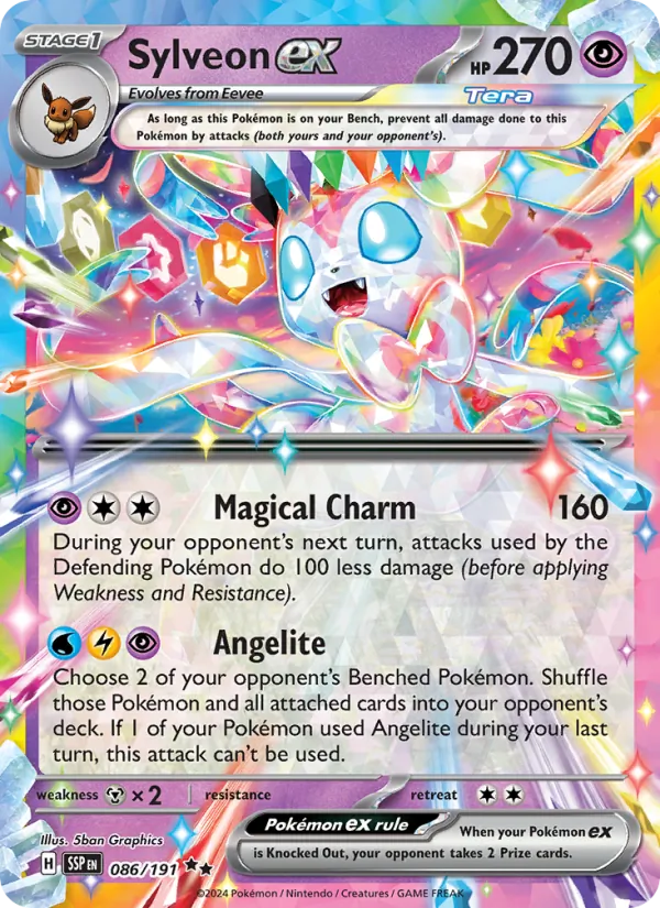 Kaart Sylveon ex uit Surging Sparks, nummer 086/191