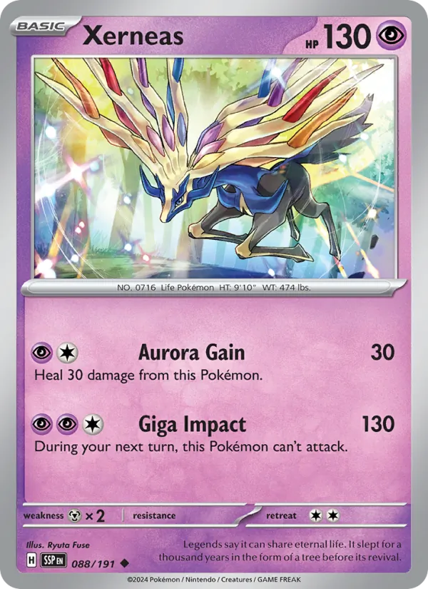 Kaart Xerneas uit Surging Sparks, nummer 088/191