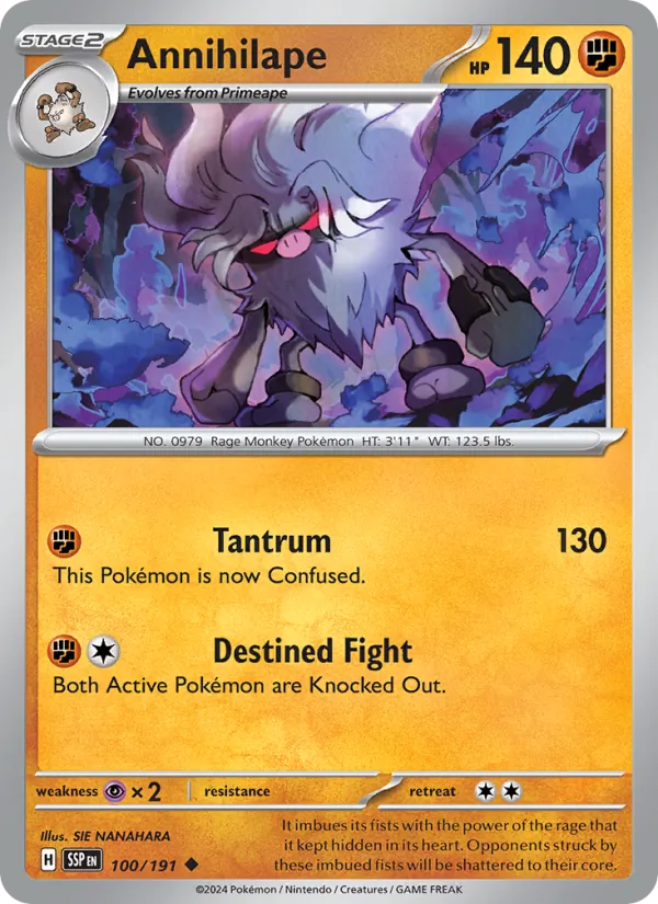 Annihilape card from Surging Sparks, number 100/191