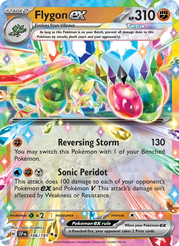 Kaart Flygon ex uit Surging Sparks, nummer 106/191