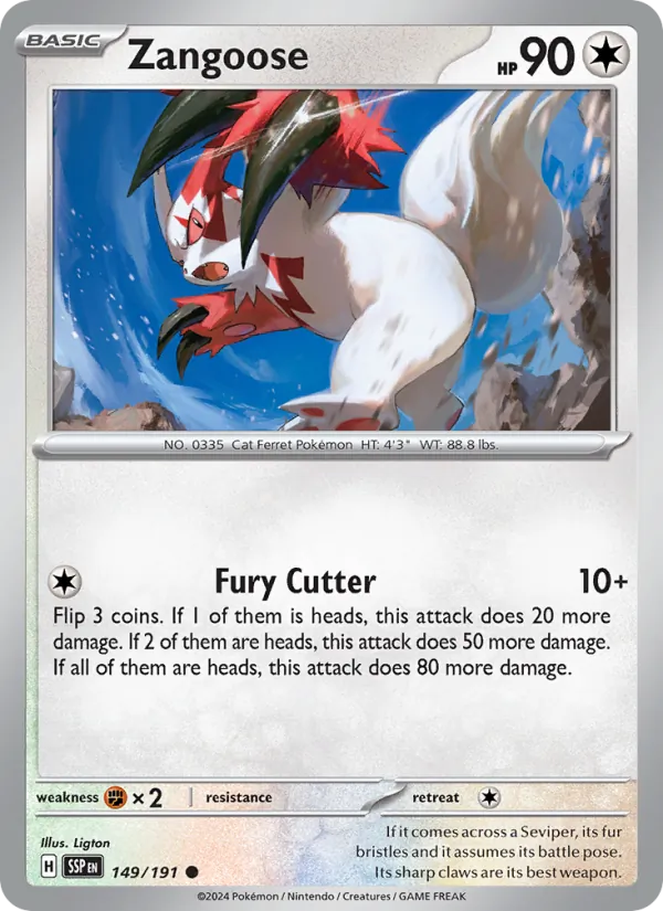 Kaart Zangoose uit Surging Sparks, nummer 149/191