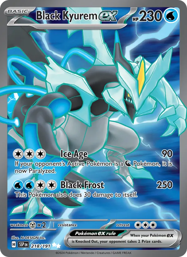 Kartu Black Kyurem ex dari Surging Sparks, nomor 218/191