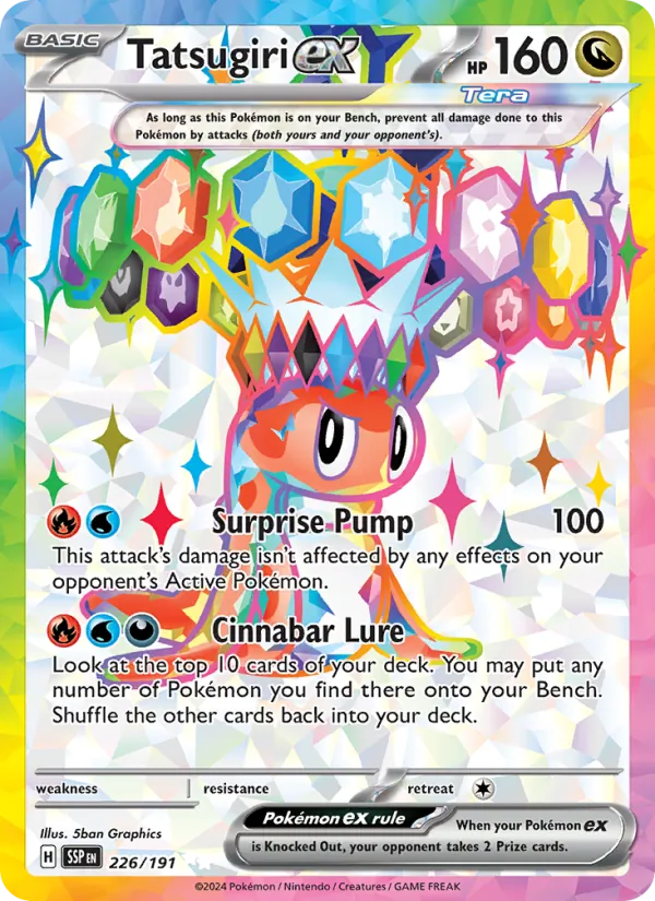 Tatsugiri ex card from Surging Sparks, number 226/191