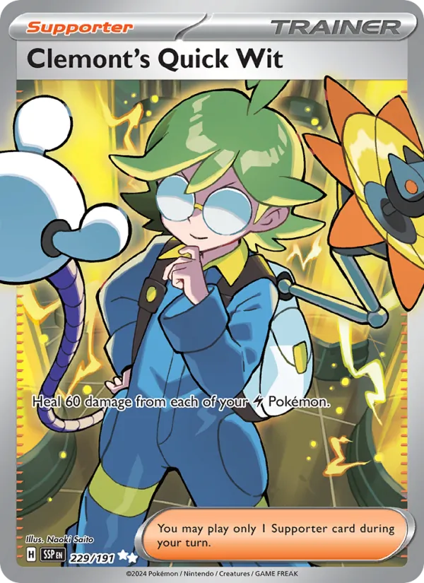 Kartu Clemont's Quick Wit dari Surging Sparks, nomor 229/191