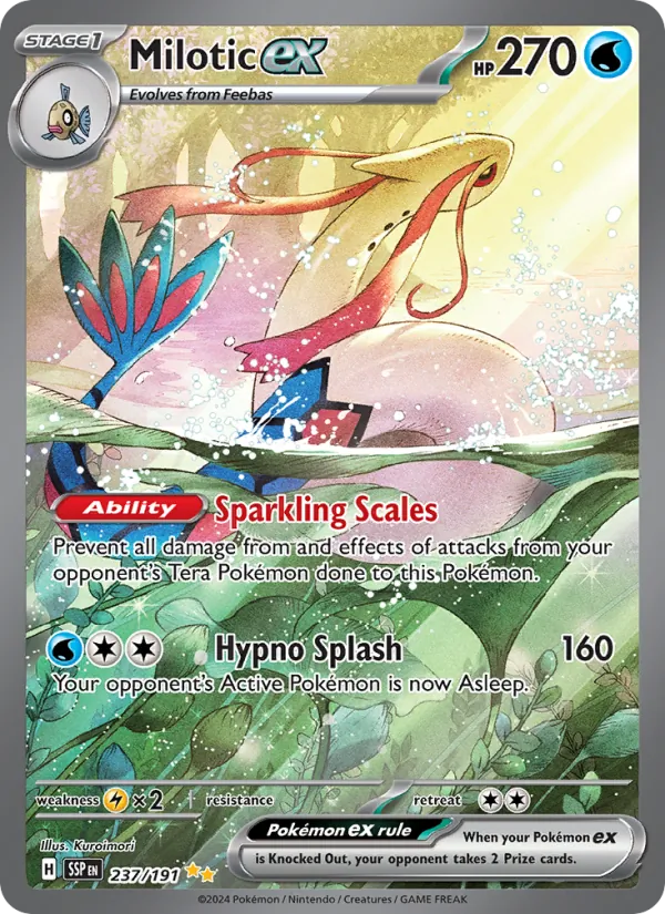 Milotic ex card from Surging Sparks, number 237/191