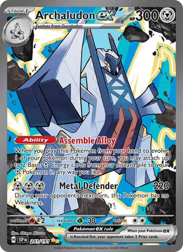Archaludon ex card from Surging Sparks, number 241/191