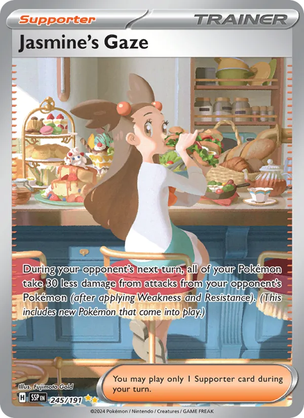 Jasmine's Gaze card from Surging Sparks, number 245/191
