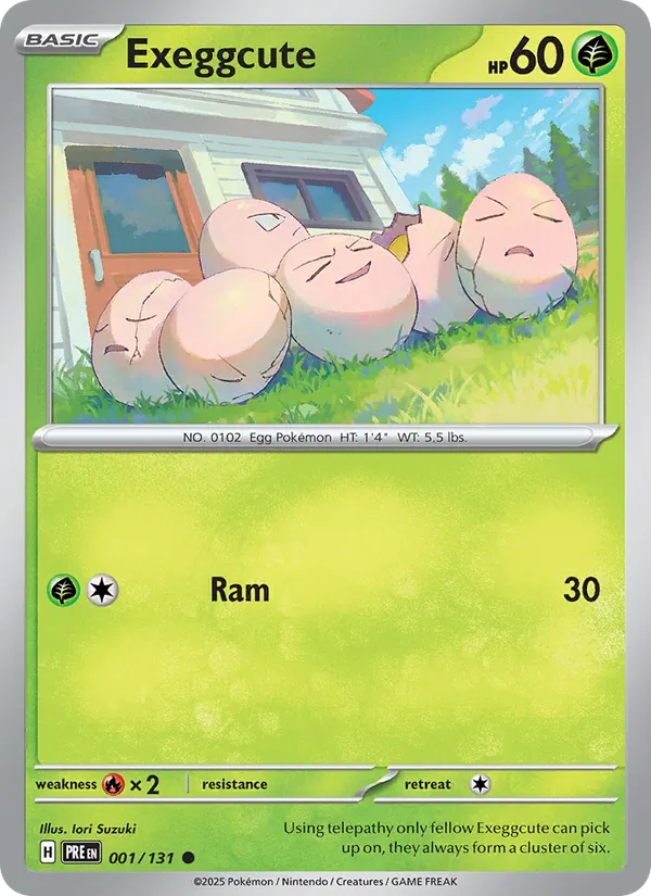 Kartu Exeggcute dari Prismatic Evolutions, nomor 001/131
