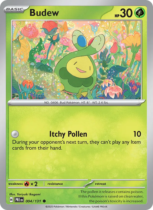 Kaart Budew uit Prismatic Evolutions, nummer 004/131