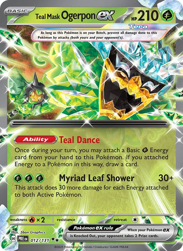 Kartu Teal Mask Ogerpon ex dari Prismatic Evolutions, nomor 012/131