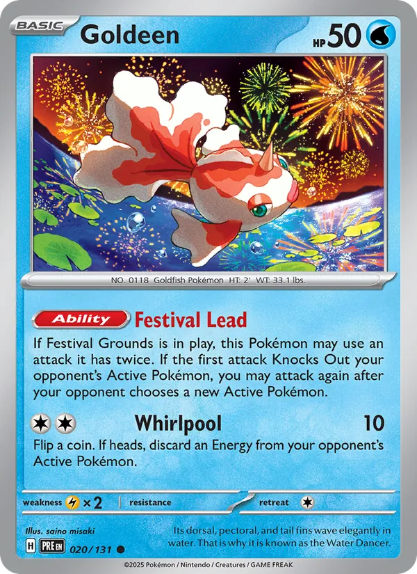Kaart Goldeen uit Prismatic Evolutions, nummer 020/131
