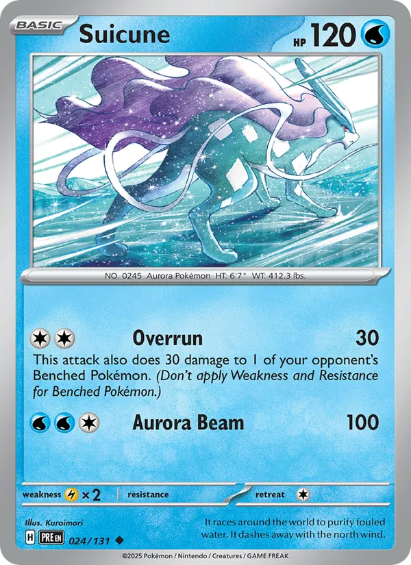 Kaart Suicune uit Prismatic Evolutions, nummer 024/131