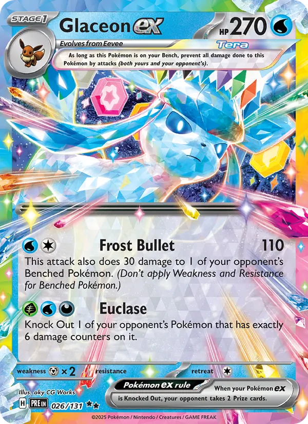 Kaart Glaceon ex uit Prismatic Evolutions, nummer 026/131