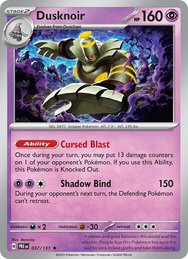Kartu Dusknoir dari Prismatic Evolutions, nomor 037/131