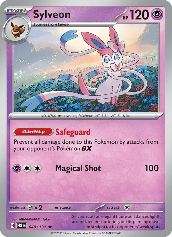 Kartu Sylveon dari Prismatic Evolutions, nomor 040/131